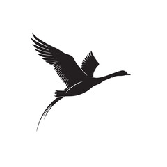 Fototapeta premium Majestic Swan in Flight Graceful Silhouette of a Soaring Bird