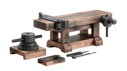 Detailed Miniature Wooden Workbench with Various Metal Tools
