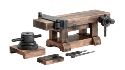 Detailed Miniature Wooden Workbench with Various Metal Tools