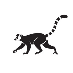 Ring-tailed Lemur Silhouette Elegant Wildlife Vector Illustration