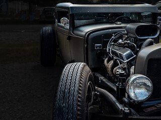 Hotrod on black background