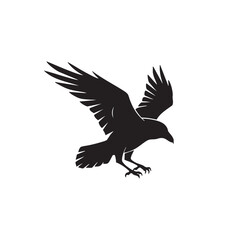 Obraz premium Majestic Raven in Flight A Powerful Silhouette Illustration