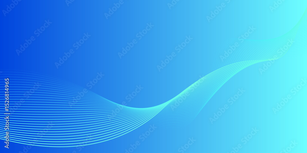 Wall mural abstract glowing wave lines on dark blue background. dynamic wave pattern. modern flowing wavy lines