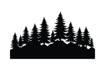 Obraz premium A pine forest silhouette vector illustration