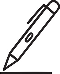 Simple Black and White Line Art Illustration of a Pen Writing a Horizontal Line black