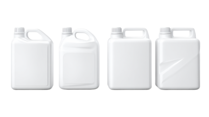 Four Blank White Plastic Carboys with Handles and Caps