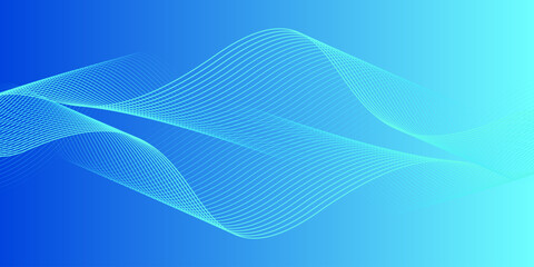 Abstract glowing wave lines on dark blue background. Dynamic wave pattern. Modern flowing wavy lines. Futuristic technology concept. Suit for banner, poster, cover, brochure, flyer, website