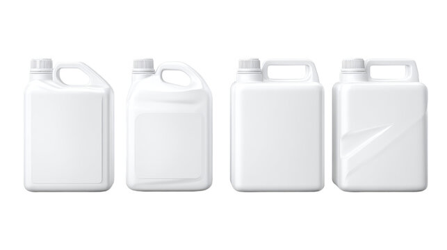 Four Blank White Plastic Carboys with Handles and Caps