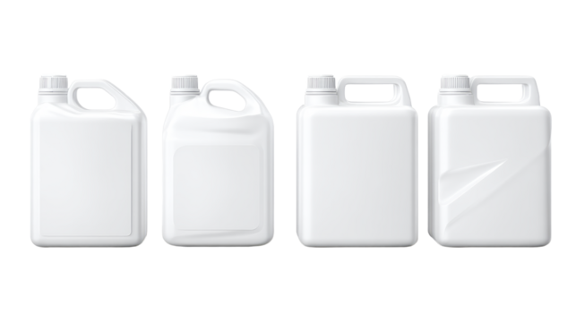 Four Blank White Plastic Carboys with Handles and Caps