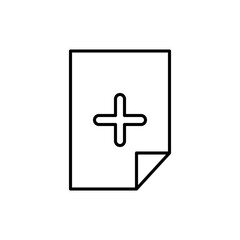 Add Document Icon, New Document, Vector Illustration, Symbol, Design Logo Template Pictogram, for UI or UX Isolated on White for Mobile App, Editable