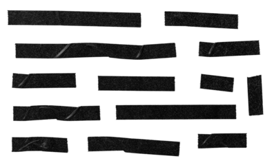 Set of black blank paper tape sticker cut out. Mock up template