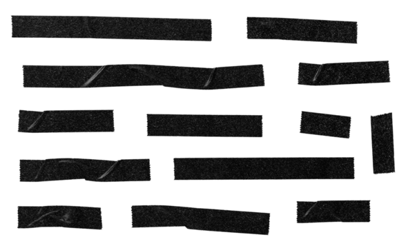 Set of black blank paper tape sticker cut out. Mock up template - Powered by Adobe