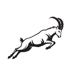 Majestic Mountain Goat in Leap A Powerful Wildlife Illustration