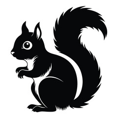 Obraz premium Adorable black silhouette squirrel design illustration