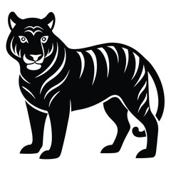Fototapeta premium Majestic black and white tiger silhouette illustration