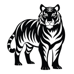 Fototapeta premium Majestic black and white tiger illustration
