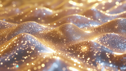 A coating of shimmering glitter on a golden, glittering background conveys a feeling of elegance and richness