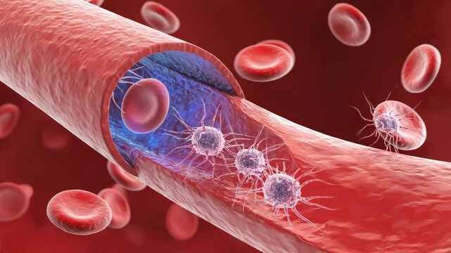 3D illustration of parasites entering the bloodstream