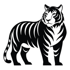 Obraz premium Majestic black and white tiger illustration