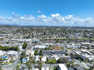Aerial view of wealthy Encinitas town in San Diego, South California, USA. 