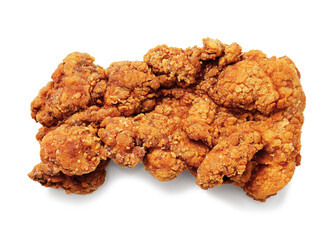 Deep fried chicken thigh on a white background