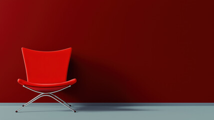 Modern Colorful Chair in Minimal Interior with Copy Space – Swivel or Static Furniture Design for Contemporary Living Room or Office Decor