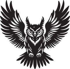 Fototapeta premium A silhouette owl of wings