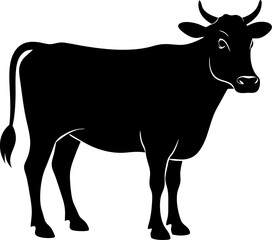 black and white cow silhouette