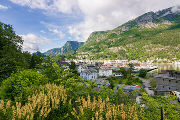 Fototapeta premium Beautiful town of Odda next to the fjord (Norway)
