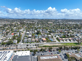 Aerial view of wealthy Encinitas town in San Diego, South California, USA. 