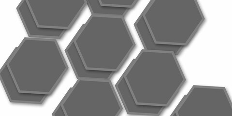  vector illustration of outlined hexagons arranged in a honeycomb pattern. Use medium gray hexagon strokes with slight drop shadows on a white background. 