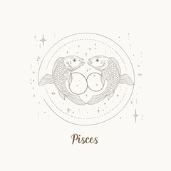 Pisces zodiac illustration with fish design