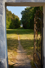 Open Ornate Gate to Estate Garden