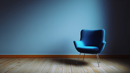 Modern Colorful Chair in Minimal Interior with Copy Space – Swivel or Static Furniture Design for Contemporary Living Room or Office Decor