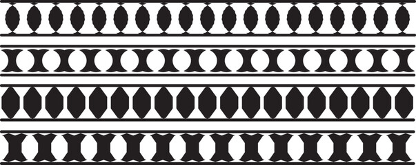 Scalloped border. illustration isolated on white background. dividers. Simple scalloped border. Repeat cute vintage frill ornament. Vector Scalloped edge seamless set. borders and black