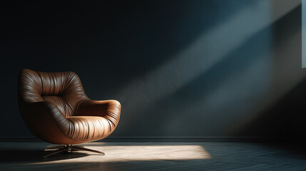 Modern Colorful Chair in Minimal Interior with Copy Space – Swivel or Static Furniture Design for Contemporary Living Room or Office Decor