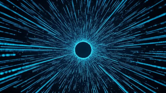 Abstract Blue Hyperspace Warp Speed Tunnel