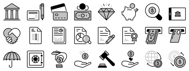 Icons in two tones about finances