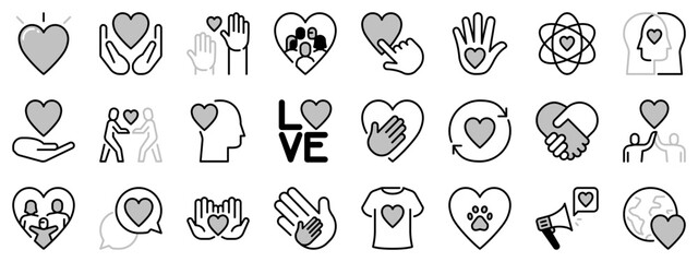 Icons in two tones about love