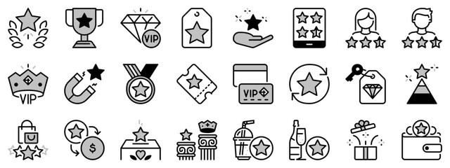 Icons in two tones about loyalty program