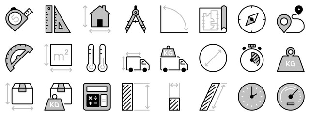 Icons in two tones about measuring