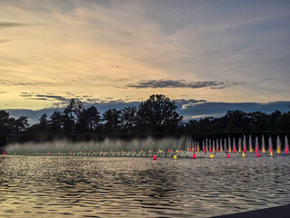 Golden Fountain Dancing Waters at Sunset