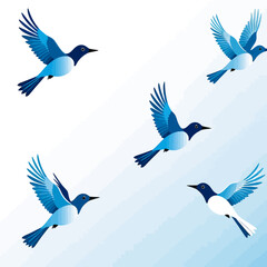 Obraz premium Blue Birds in Flight Illustration-Vector Image of Flying Birds-Bird Clipart for Graphic Design-Nature Inspired Artwork-Sky Blue Bird Design