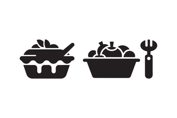 Fruit Bowl and Dessert Silhouette Vector Icon Set for Food Illustrations