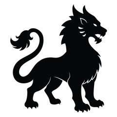 Fototapeta premium Majestic black lion silhouette heraldic crest