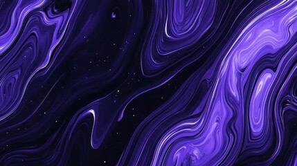 A vibrant purple abstract painting with swirling patterns.