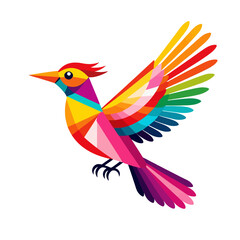 Obraz premium Colorful Geometric Bird Illustration-Abstract Rainbow Bird Art-Vibrant Polygonal Bird Design-Modern Bird Graphic-Eye Catching Bird Vector-Bright Artistic Bird Image