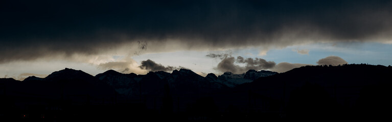 Sunset Illuminating the Dramatic Peaks of the Alps
