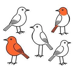 Fototapeta premium Cute Bird Illustration with Orange Accents-Minimalist Bird Design-Bird Clipart for Crafts and Projects-Simple Bird Outline-Colorful Bird Graphics-Ornithology Art