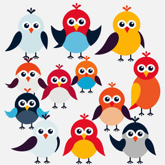 Cute Cartoon Birds Illustration-Colorful Bird Graphics for Kids-Whimsical Bird Art-Adorable Bird Characters-Bird Themed Design-Fun Bird Artwork for Children